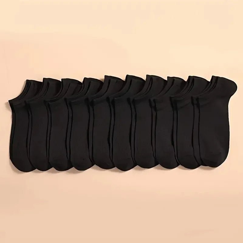 10 Pairs Unisex Casual Plain Color Boat Socks - Derslash
