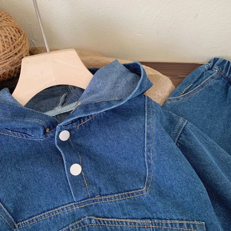 2024 Autumn Kids' Denim Set: Hooded Pullover & Jeans (1 - 7 Years) - Derslash