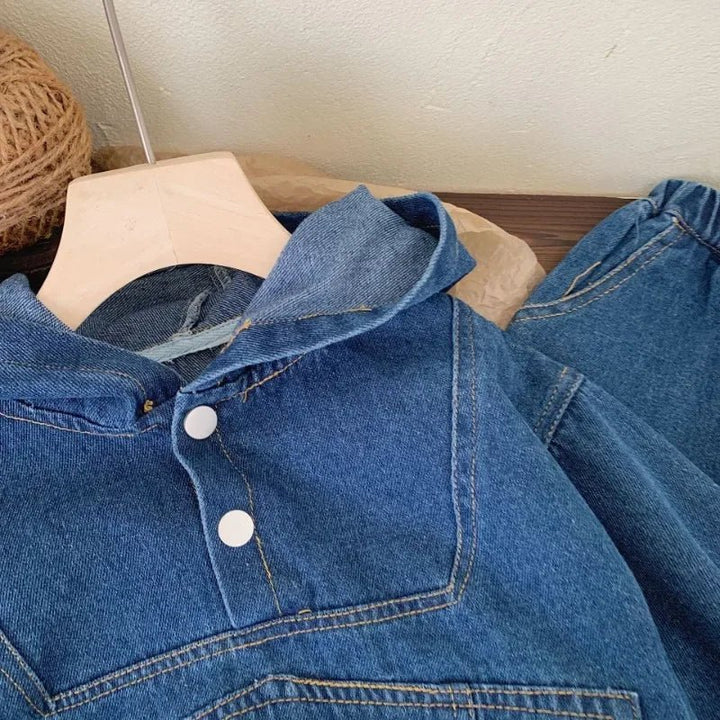 2024 Autumn Kids' Denim Set: Hooded Pullover & Jeans (1 - 7 Years) - Derslash