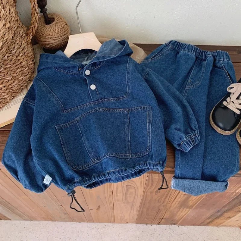 2024 Autumn Kids' Denim Set: Hooded Pullover & Jeans (1 - 7 Years) - Derslash