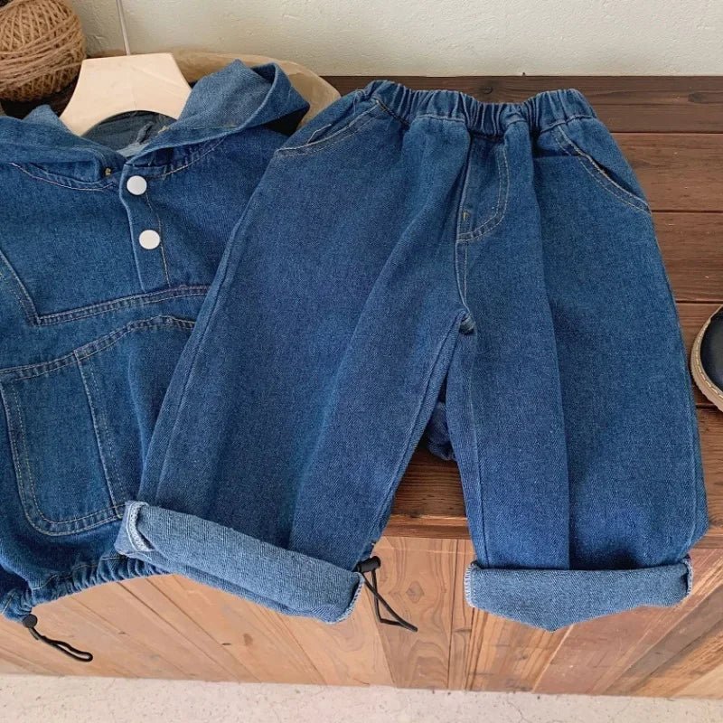 2024 Autumn Kids' Denim Set: Hooded Pullover & Jeans (1 - 7 Years) - Derslash