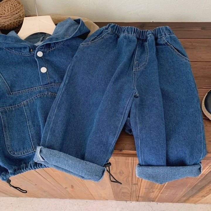 2024 Autumn Kids' Denim Set: Hooded Pullover & Jeans (1 - 7 Years) - Derslash