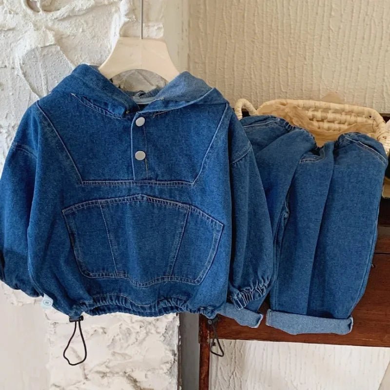 2024 Autumn Kids' Denim Set: Hooded Pullover & Jeans (1 - 7 Years) - Derslash