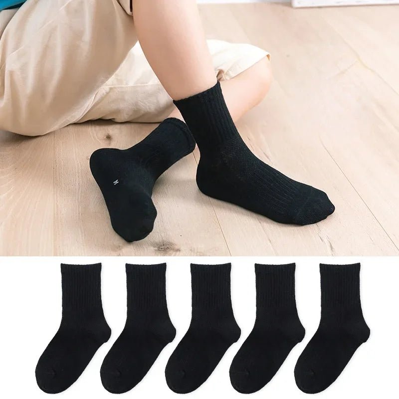 5 Pairs Soft Breathable Cotton School Socks - Derslash