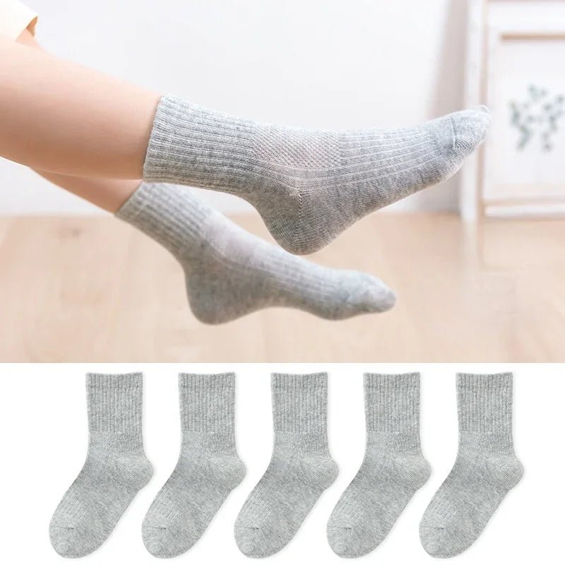 5 Pairs Soft Breathable Cotton School Socks - Derslash