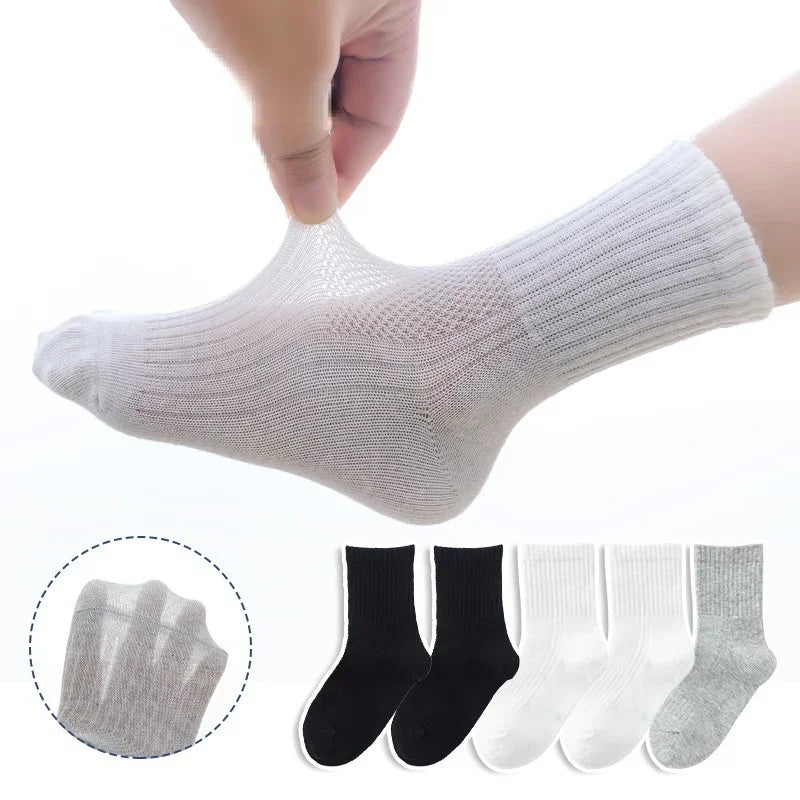 5 Pairs Soft Breathable Cotton School Socks - Derslash