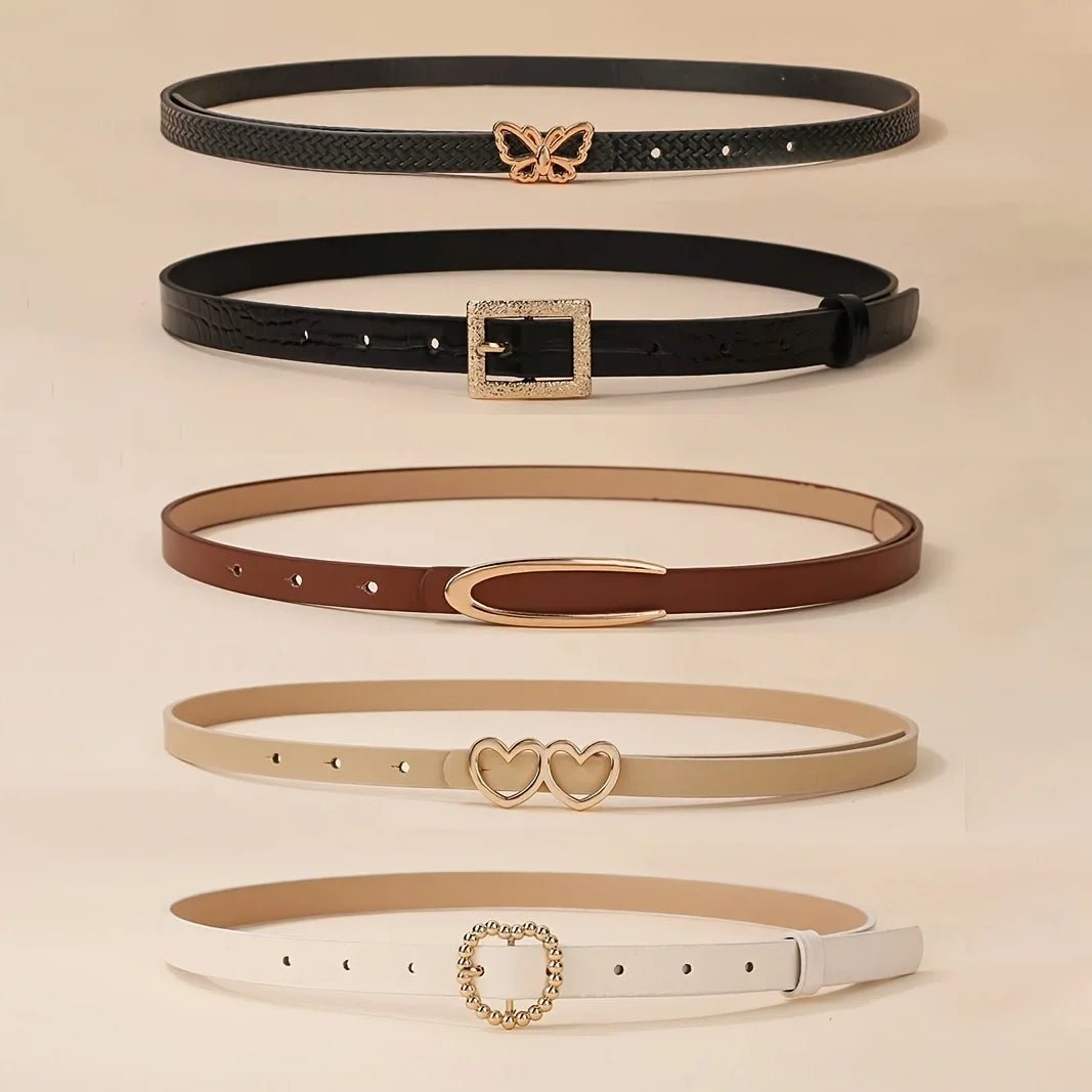 5 - piece combination women's belt with metal decorative buckle - Derslash