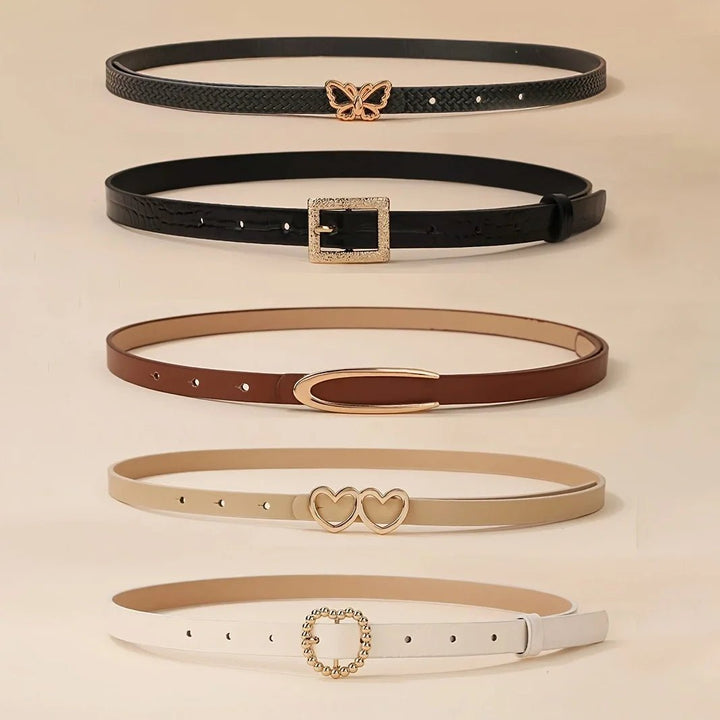 5 - piece combination women's belt with metal decorative buckle - Derslash