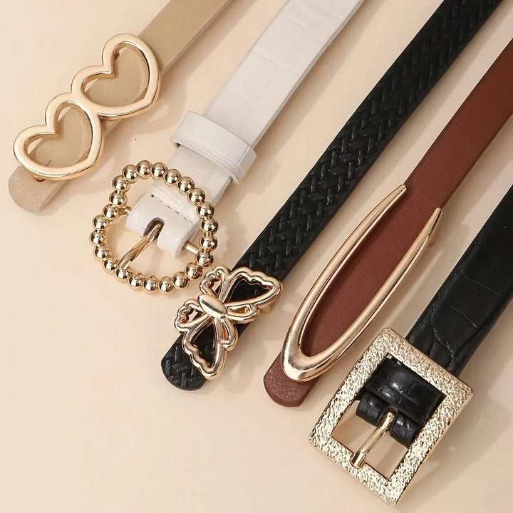5 - piece combination women's belt with metal decorative buckle - Derslash
