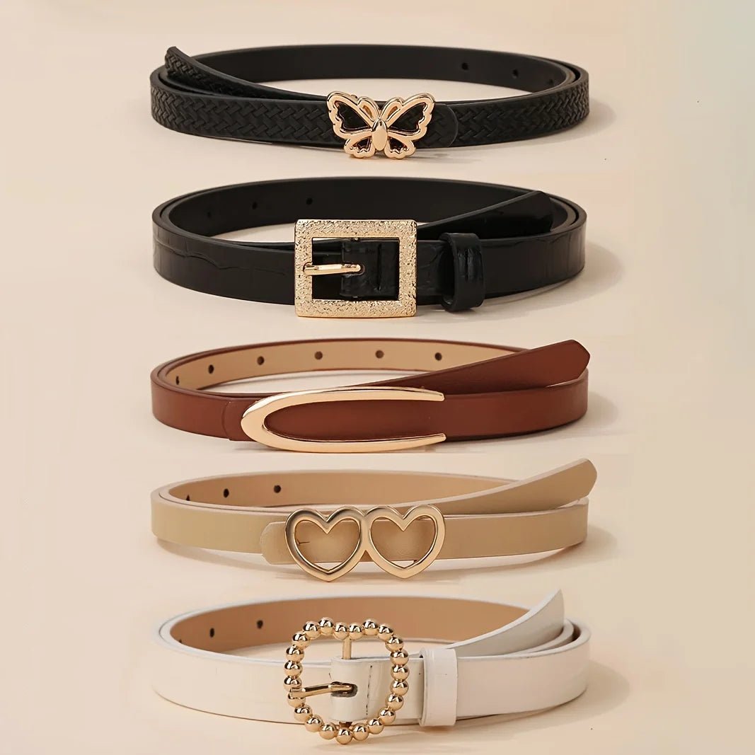 5 - piece combination women's belt with metal decorative buckle - Derslash