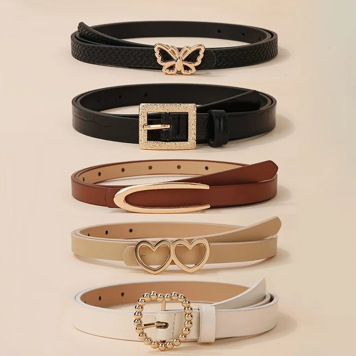 5 - piece combination women's belt with metal decorative buckle - Derslash