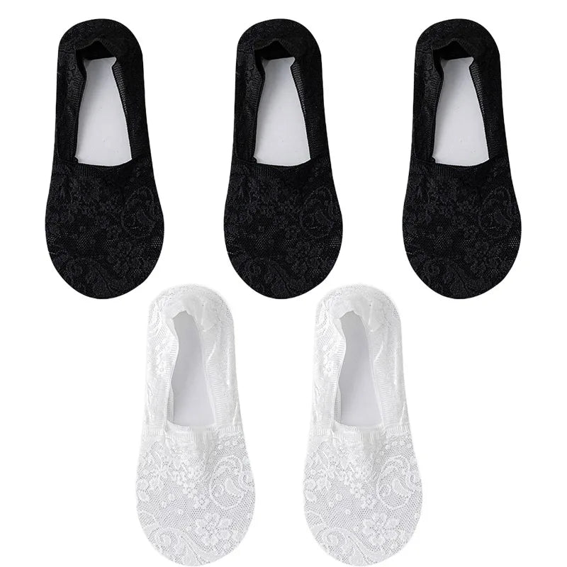5Pair Women Socks Thin Transparent Socks - Derslash