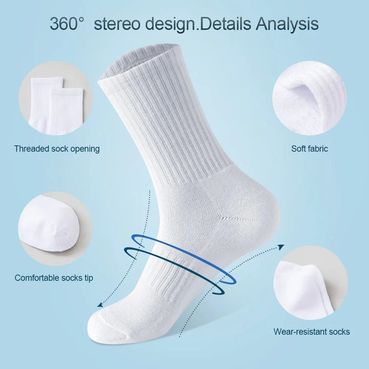 5Pairs all white unisex socks - Derslash