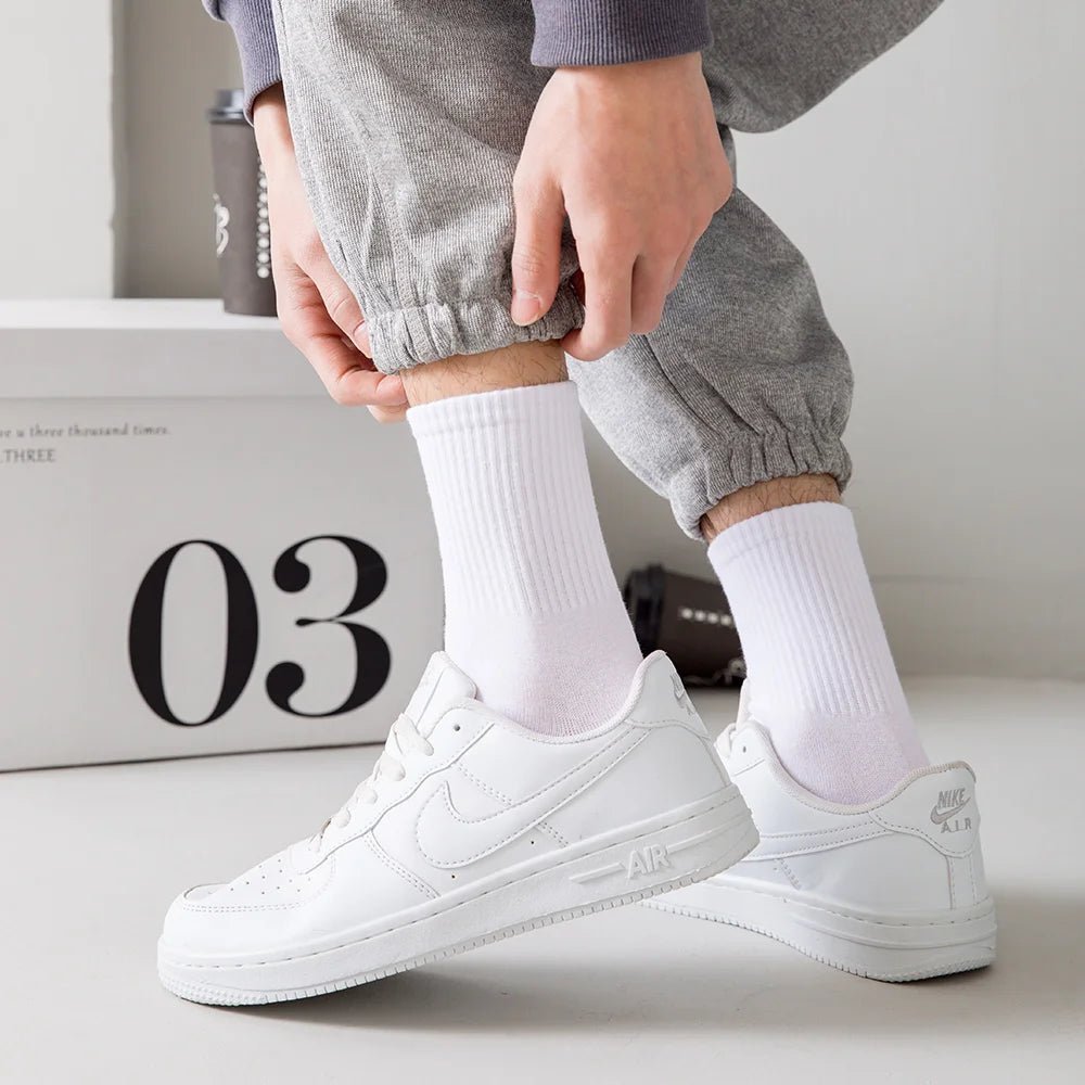 5Pairs all white unisex socks - Derslash