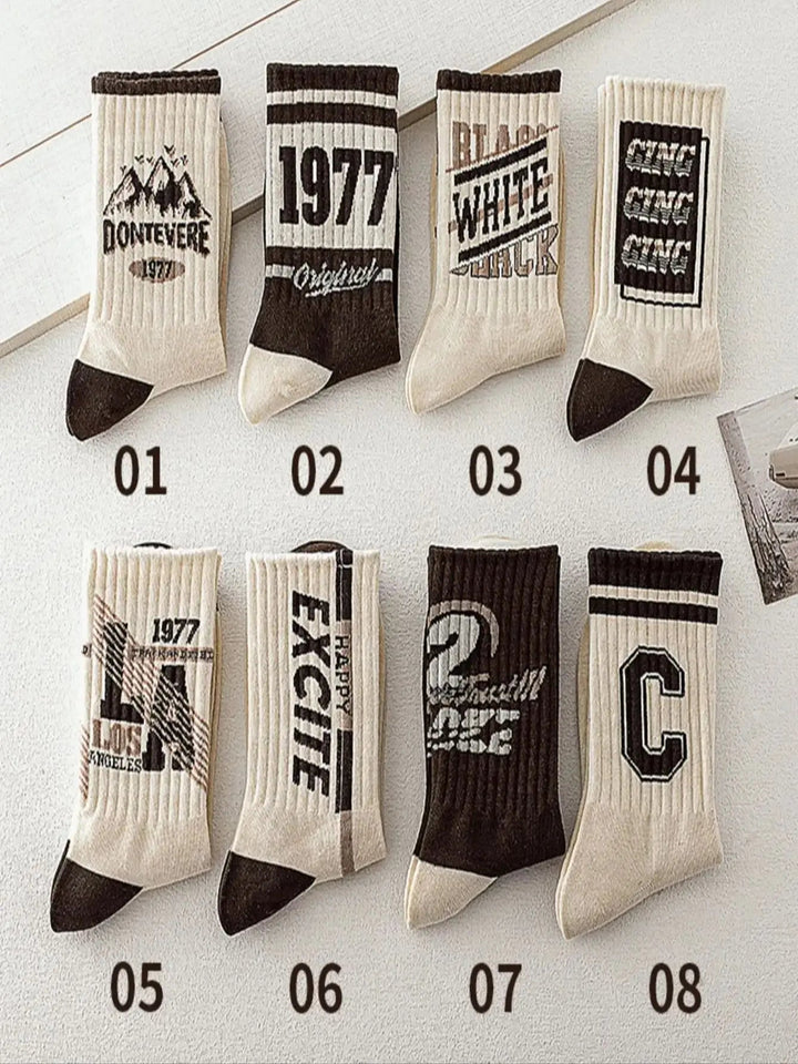 8 pairs of Men American graffiti Socks - Derslash