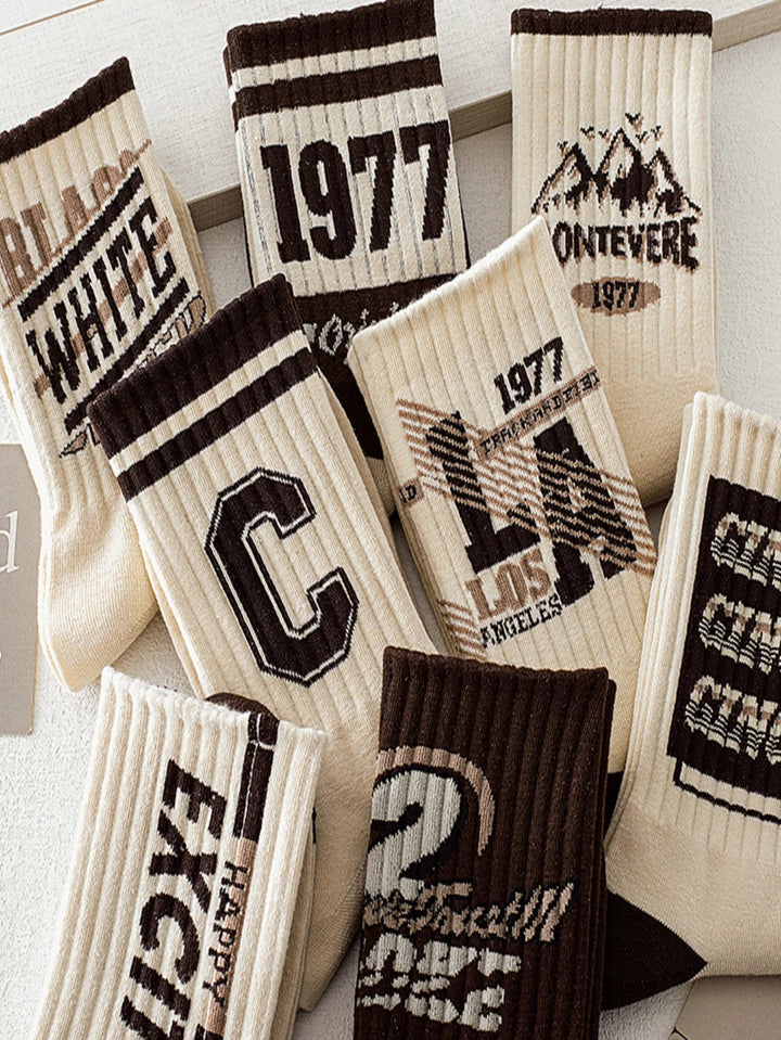 8 pairs of Men American graffiti Socks - Derslash