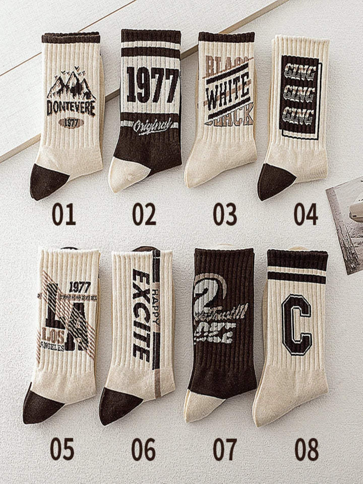 8 pairs of Men American graffiti Socks - Derslash