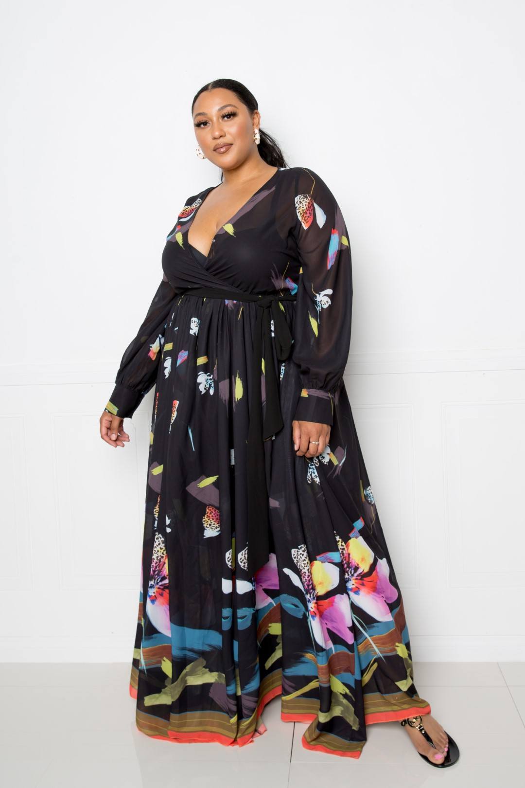Maxikleid mit tropischem Print
