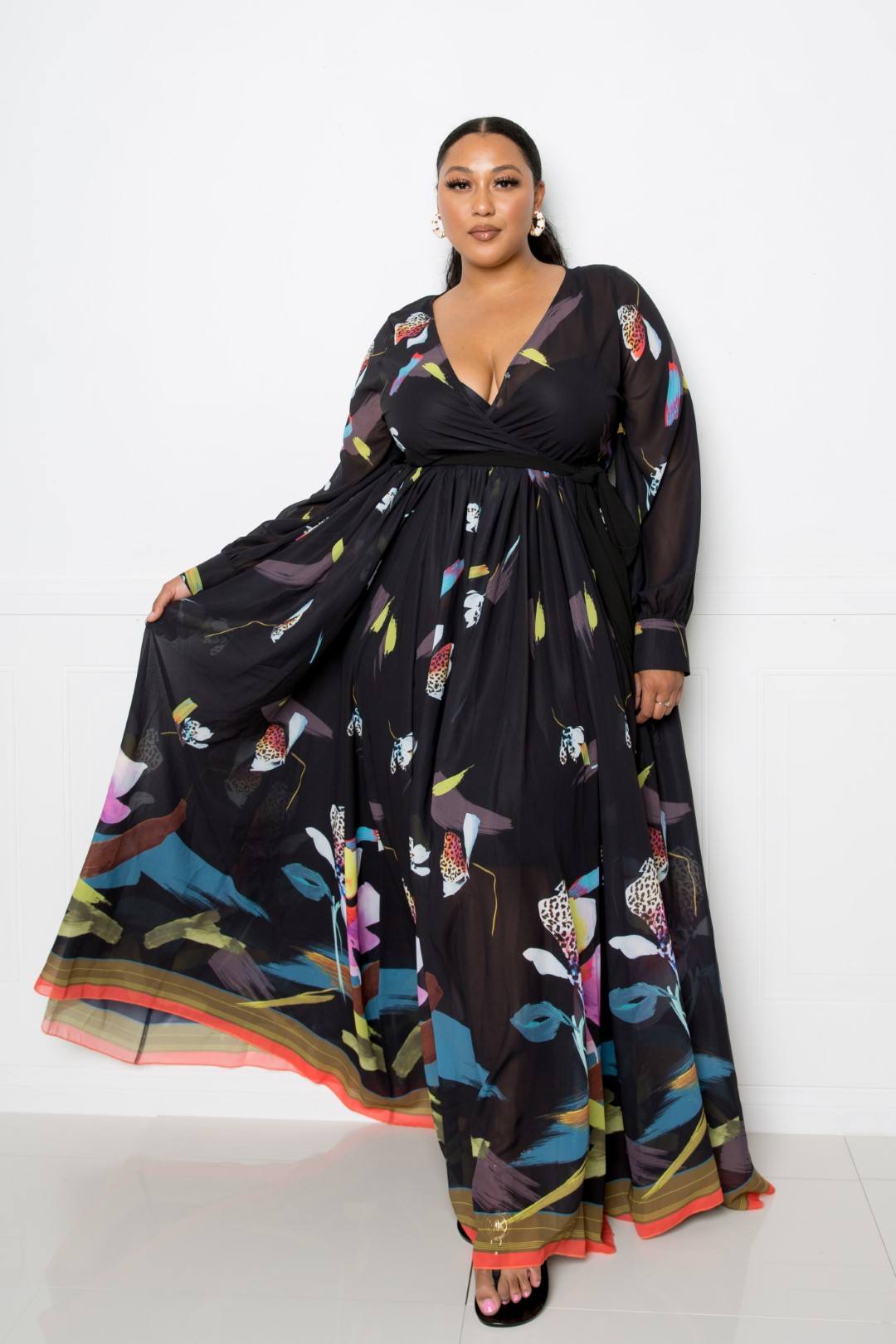 Maxikleid mit tropischem Print