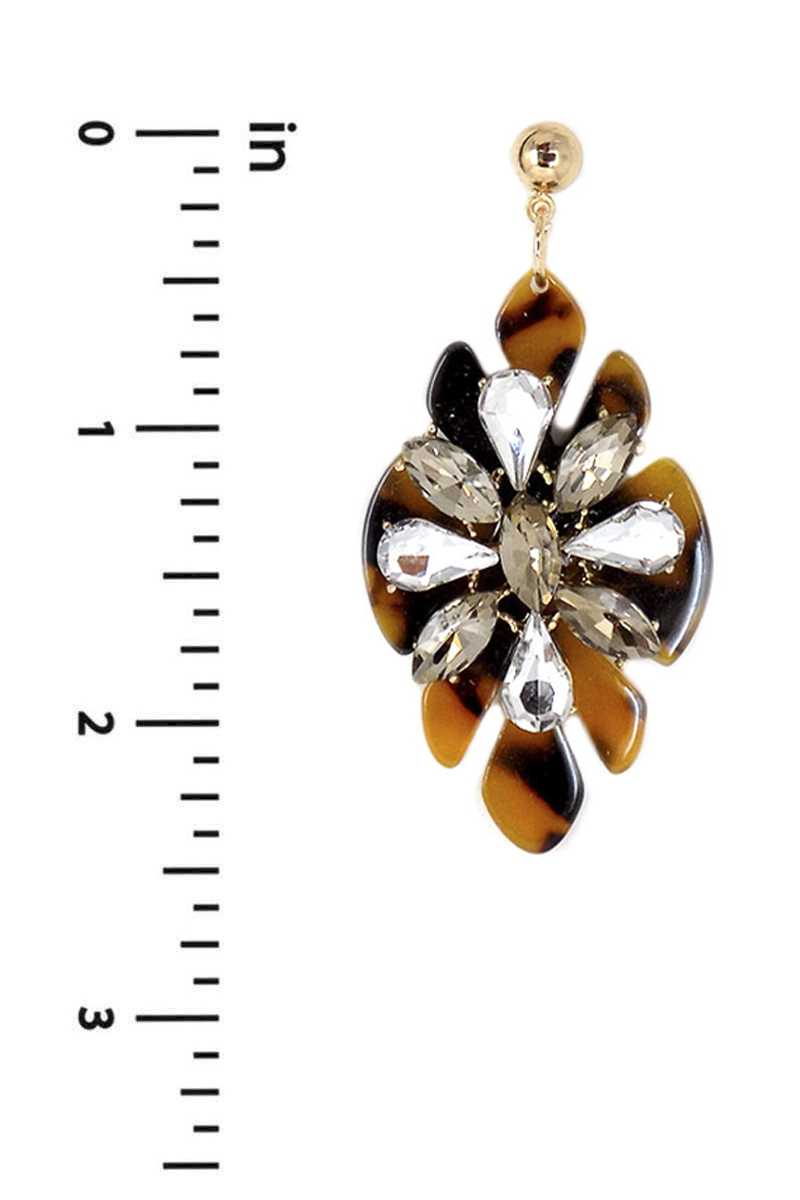 Acetat Strass Blume Dangle Ohrring