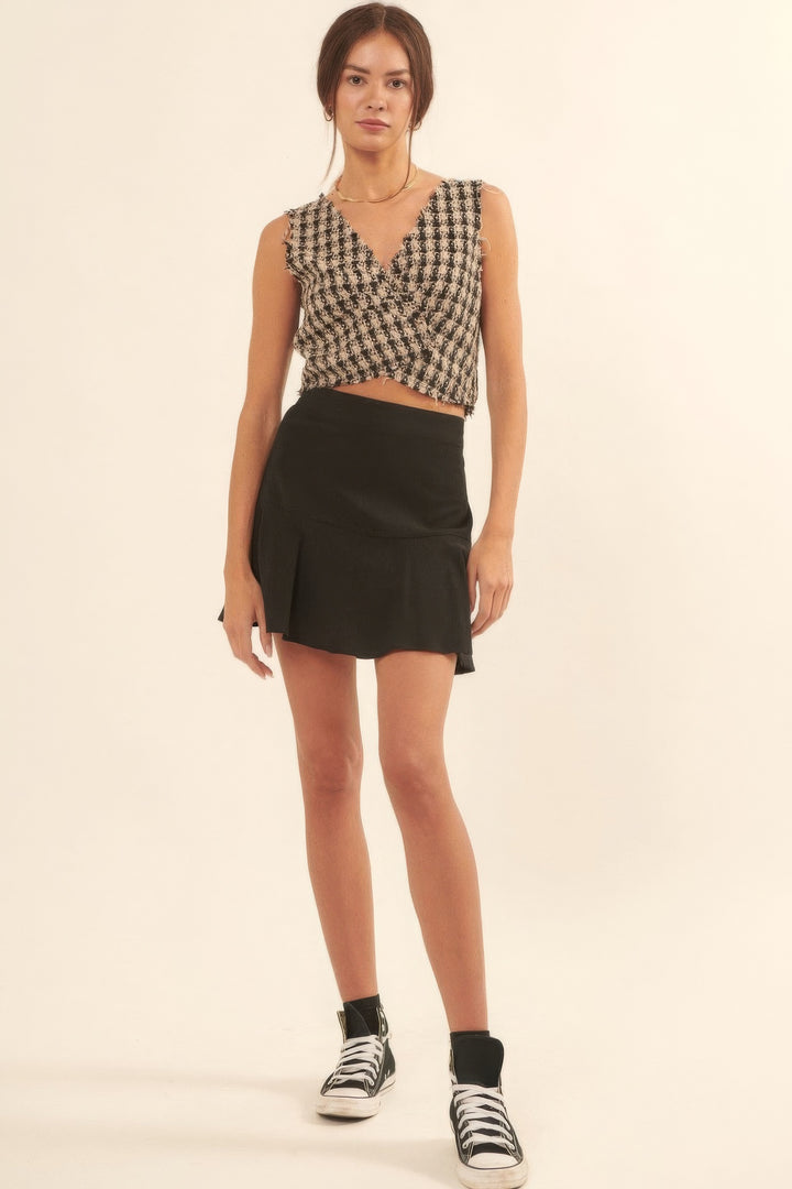 Karierte gewebte Weste mit V-Ausschnitt