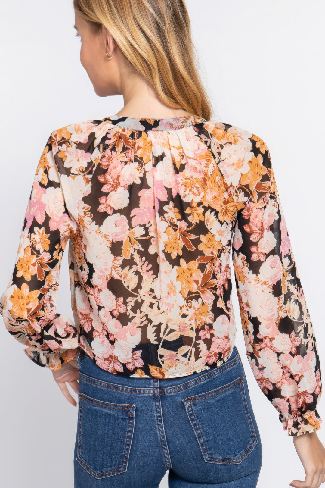 Gewebte Bluse mit Bindedetail vorne und Print
