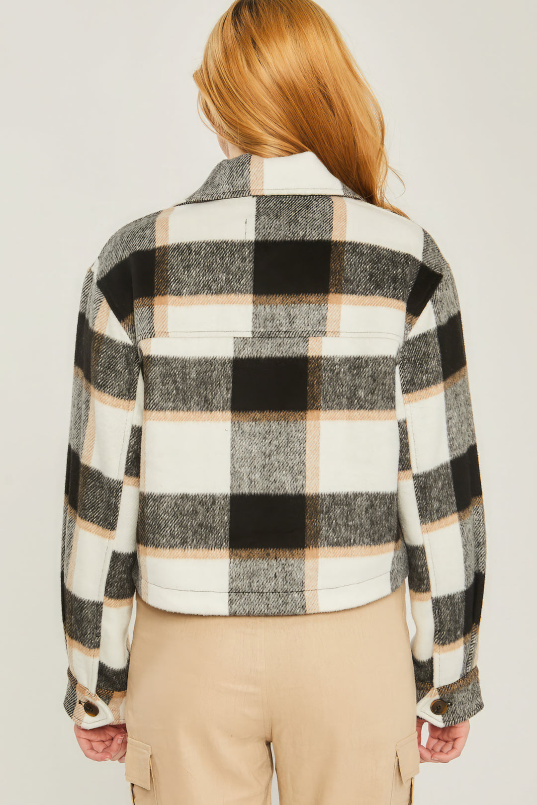 Karierte Jacke mit Knopfleiste und Garnfärbung