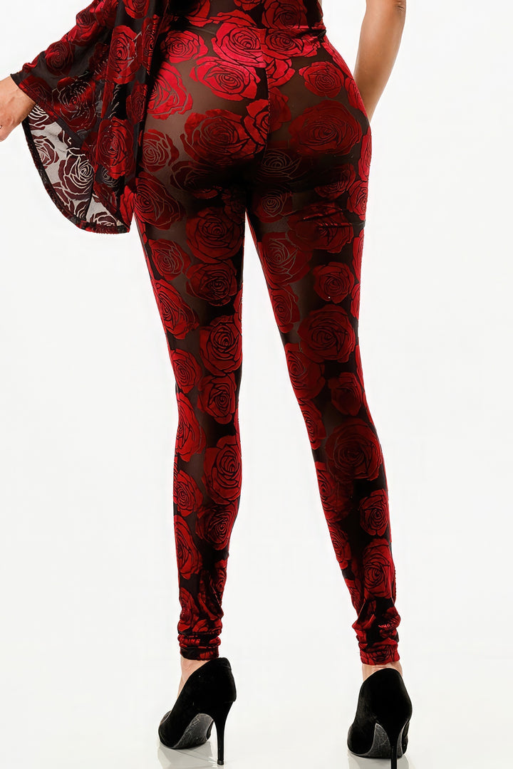 Samtbeflockter Jumpsuit/Glockenärmel