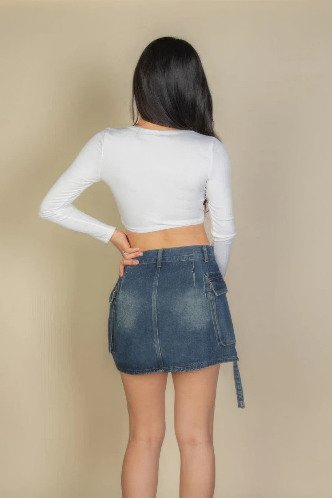 Solides, langärmliges Rippstrick-Oberteil mit quadratischem Ausschnitt