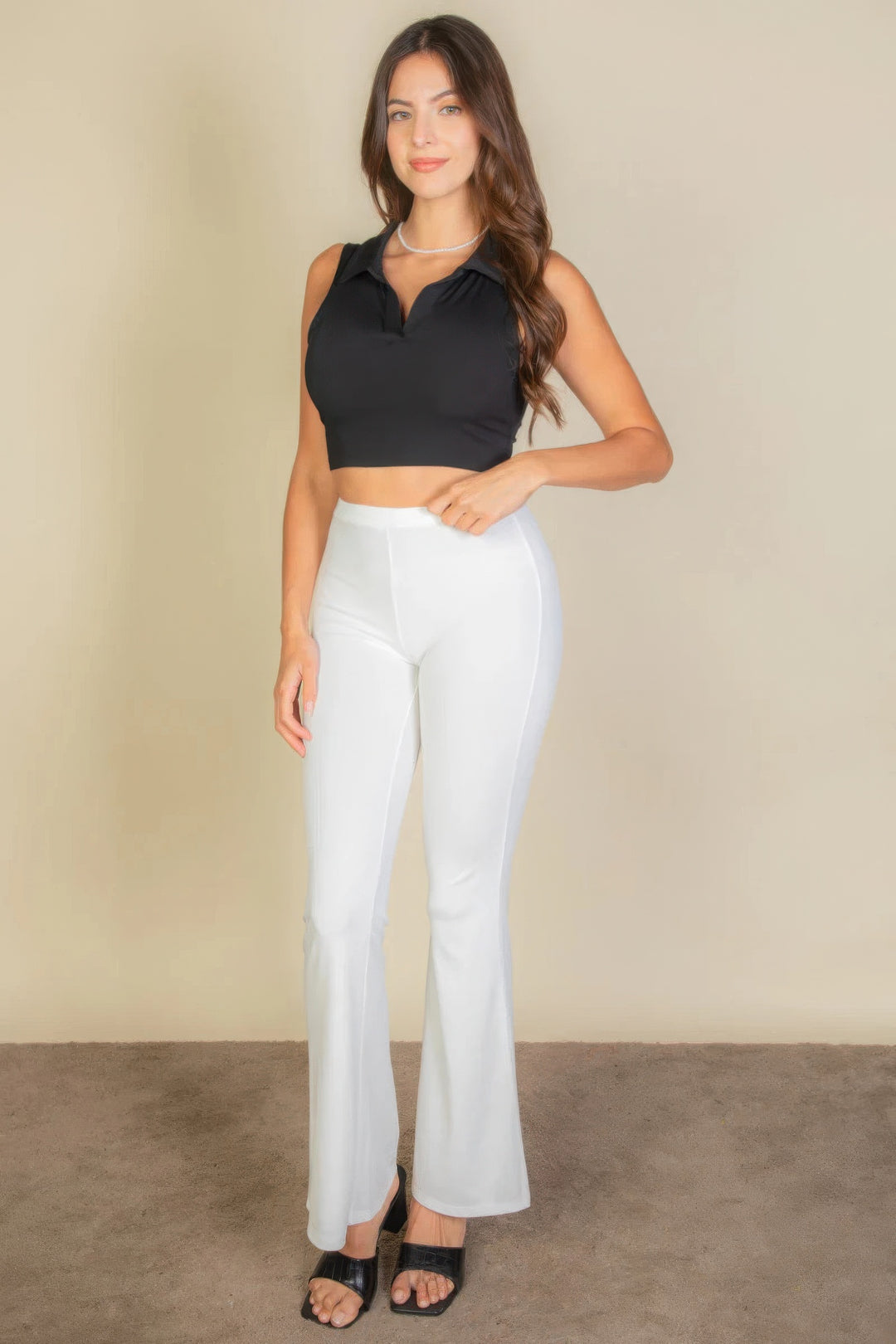 Solides, geripptes Tanktop mit Polokragen