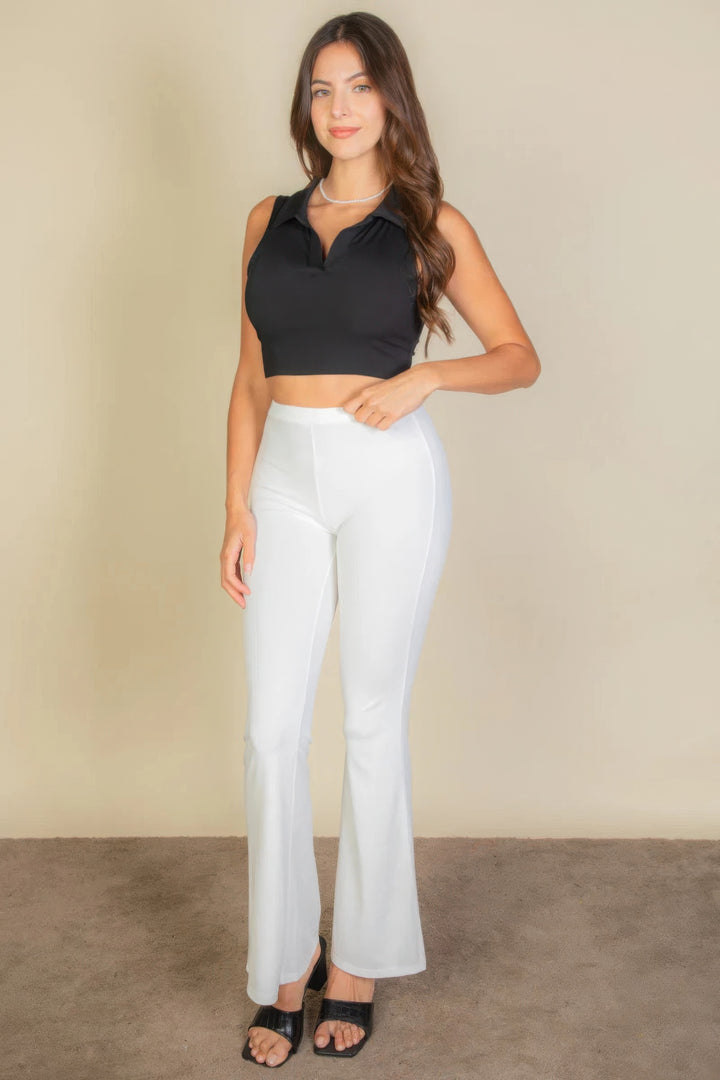 Solides, geripptes Tanktop mit Polokragen