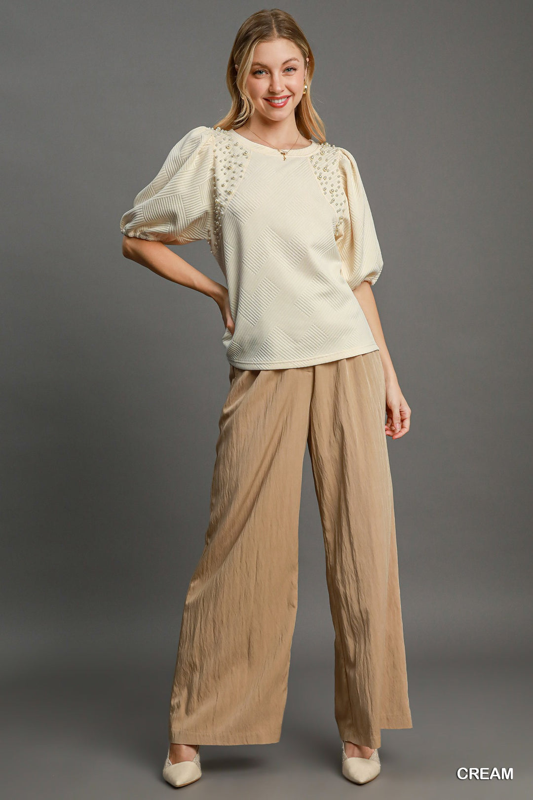 Strickoberteil mit Puffärmeln