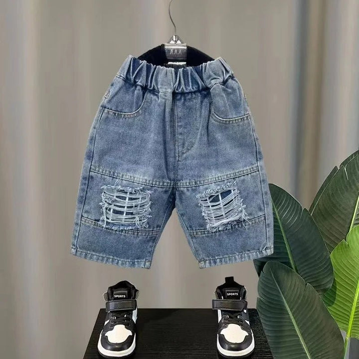 Baby Boys' Summer Set: Stripe T - Shirt + Denim Shorts - Derslash