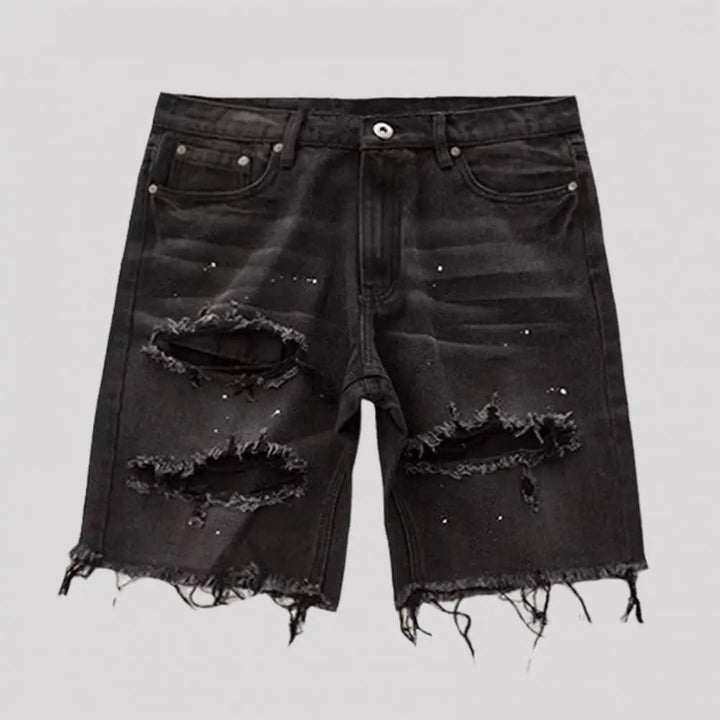 Black ripped Denim shorts - Derslash