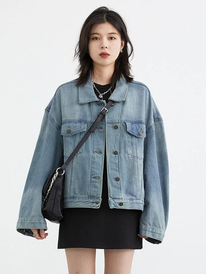 Blue Denim Coat Loose Retro Coat - Derslash