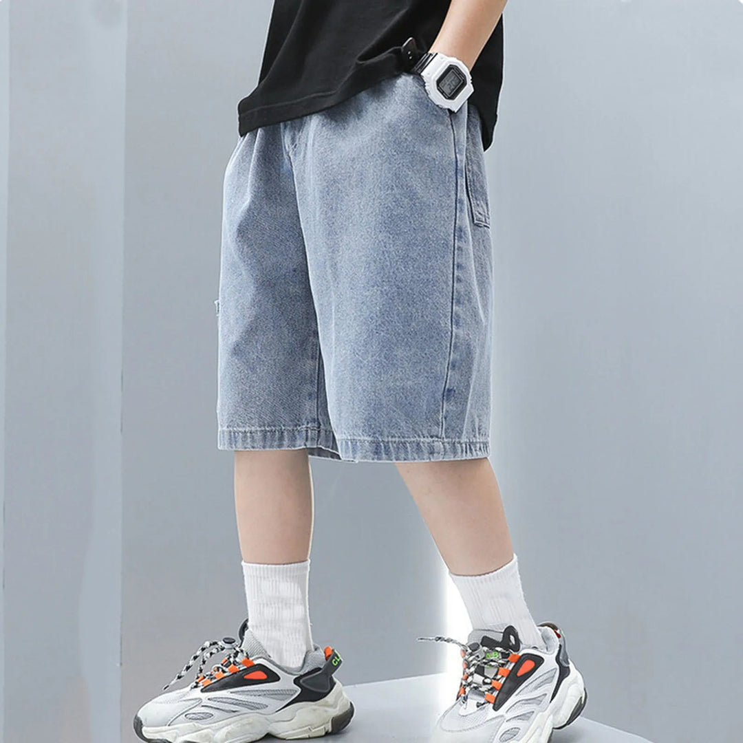Boys' Denim Shorts: Straight - Leg Casual Shorts with Pockets (2024) - Derslash