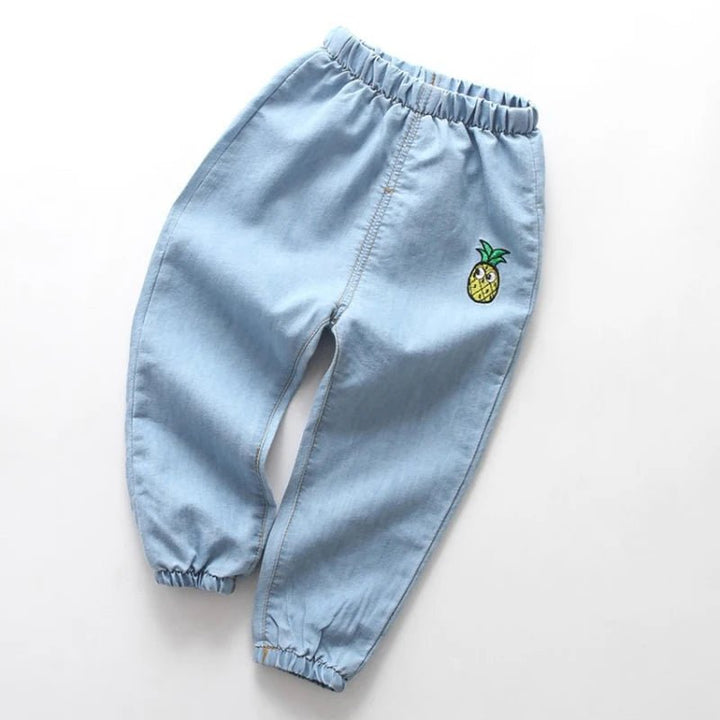 Boys' & Girls' Summer Jeans: Casual Thin Long Pants with Cartoon Embroidery - Derslash