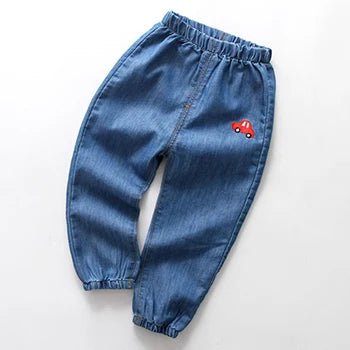Boys' & Girls' Summer Jeans: Casual Thin Long Pants with Cartoon Embroidery - Derslash