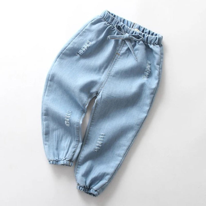 Boys' & Girls' Summer Jeans: Casual Thin Long Pants with Cartoon Embroidery - Derslash
