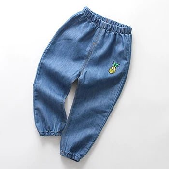 Boys' & Girls' Summer Jeans: Casual Thin Long Pants with Cartoon Embroidery - Derslash