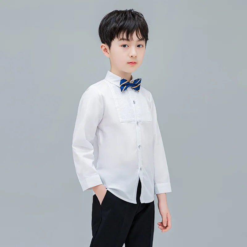 boys White Long Sleeve Turn - down Collar shirts - Derslash
