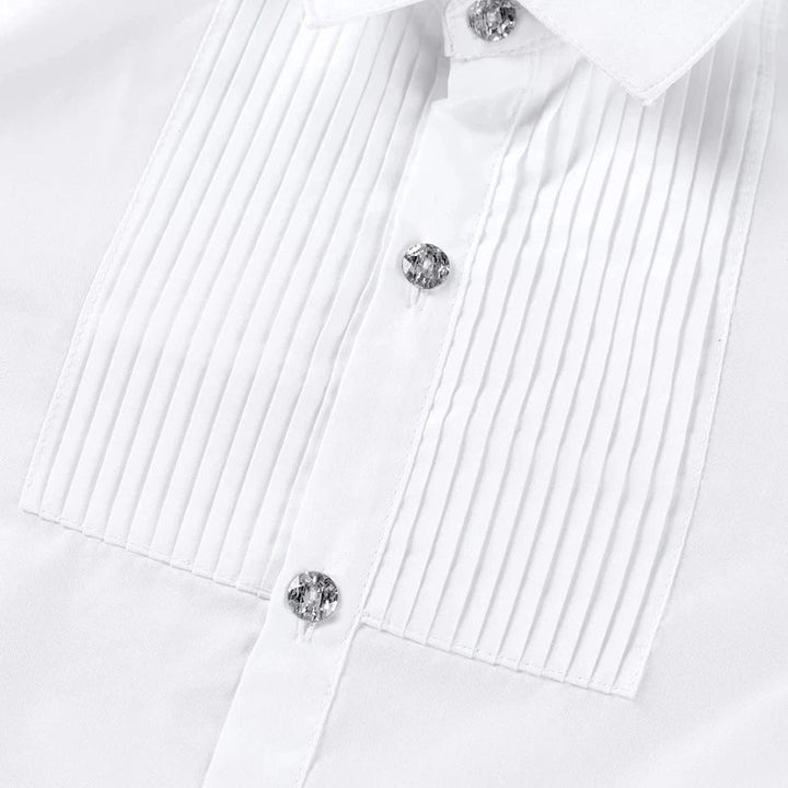boys White Long Sleeve Turn - down Collar shirts - Derslash