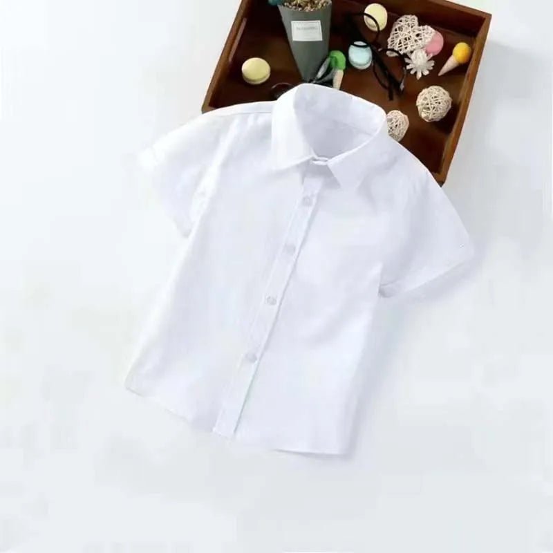 boys White Long Sleeve Turn - down Collar shirts - Derslash