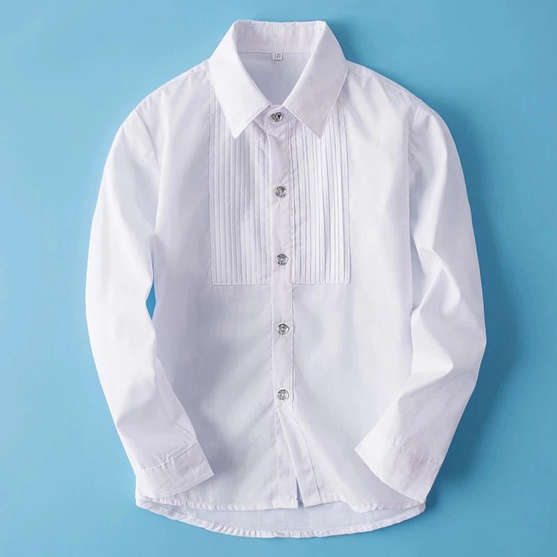 boys White Long Sleeve Turn - down Collar shirts - Derslash