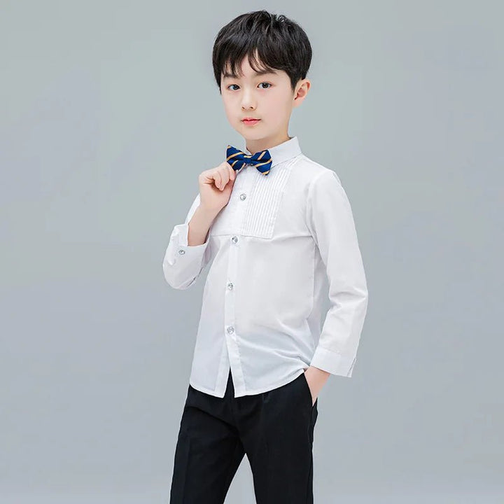 boys White Long Sleeve Turn - down Collar shirts - Derslash