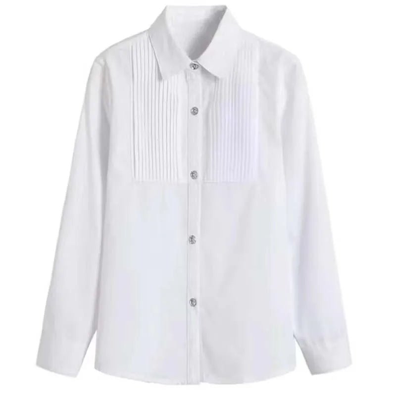 boys White Long Sleeve Turn - down Collar shirts - Derslash