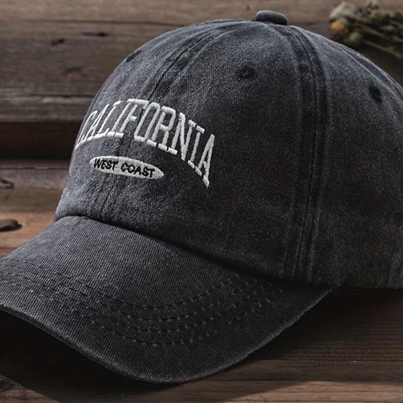 CALIFORNIA Embroidered Grey Denim cap - Derslash
