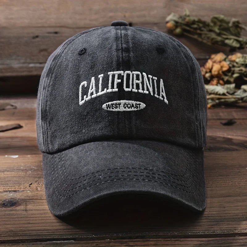 CALIFORNIA Embroidered Grey Denim cap - Derslash