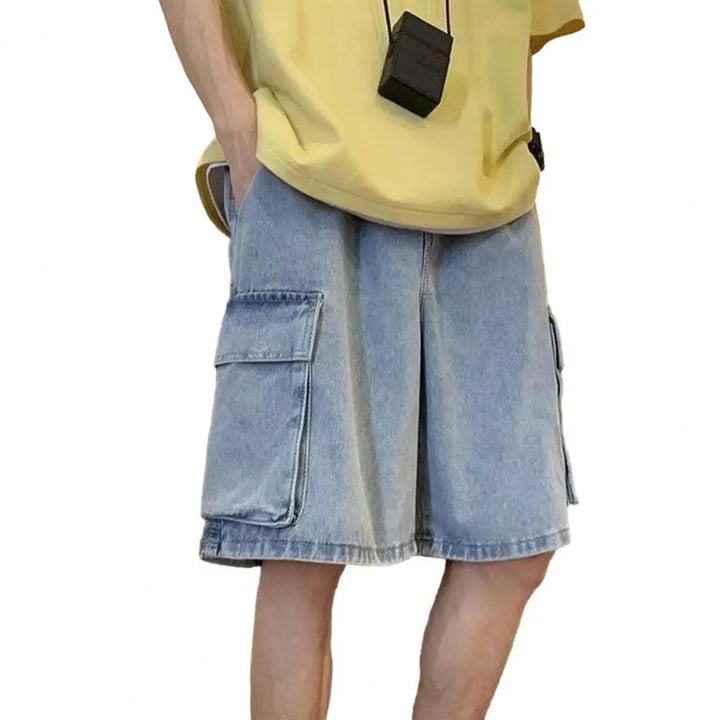 Casual Retro Blue Cargo Shorts - Derslash
