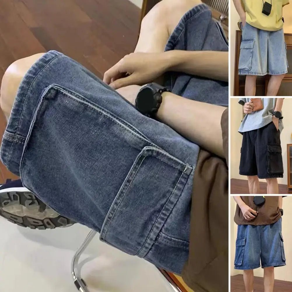 Casual Retro Blue Cargo Shorts - Derslash